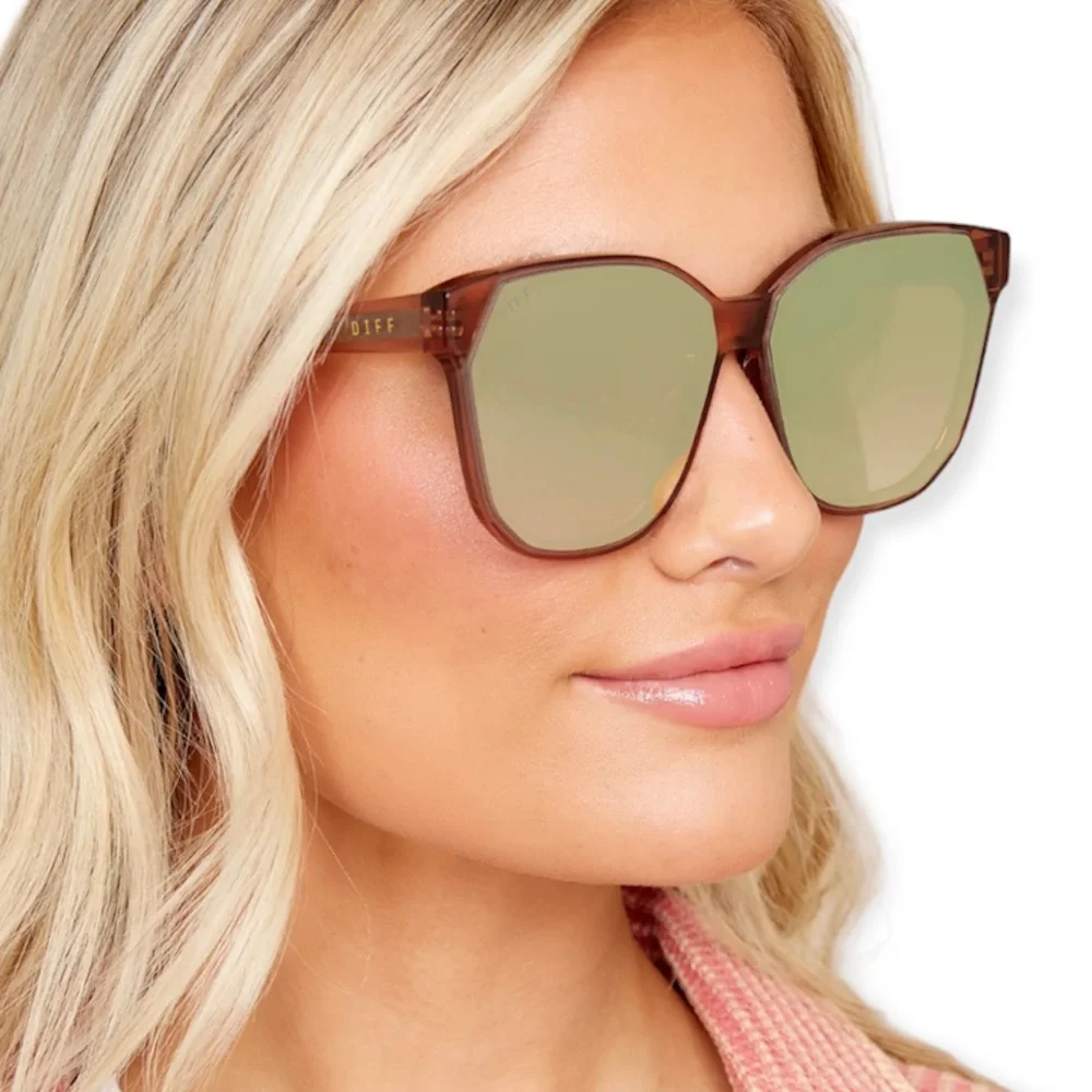 DIFF Gia Sunglasses Festive Umbria Frame Cherry Blossom Mirror Lens NWT